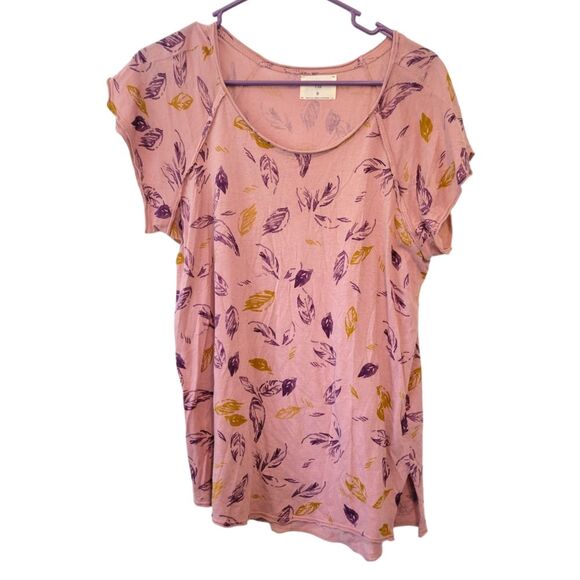 Anthropologie t.la Sylvan Flutter Sleeve Botanical Print T-Shirt Size Small - Picture 1 of 5